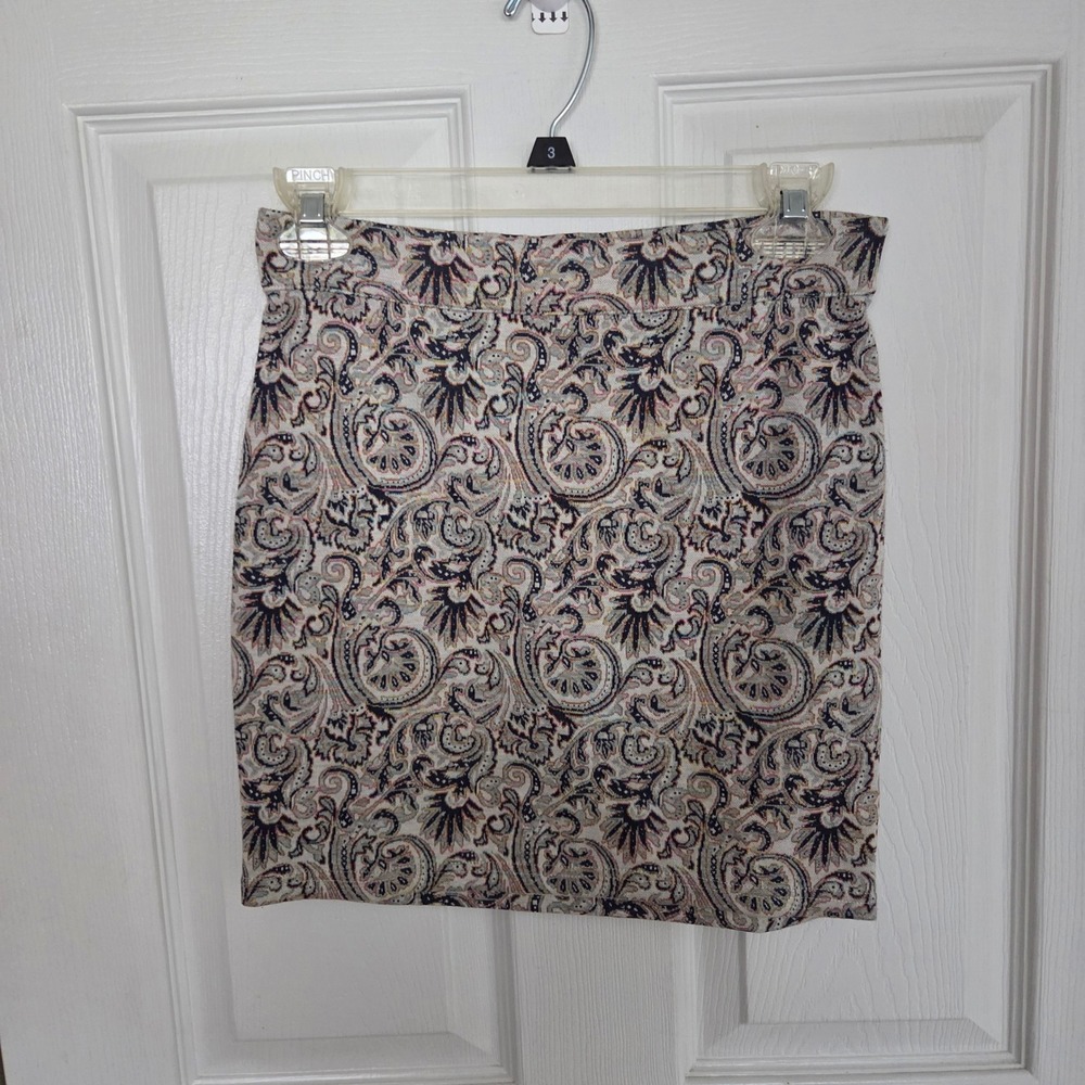 Free People Paisley Tapestry Knit Mini Skirt Womens XS Multi Color Stretch Boho